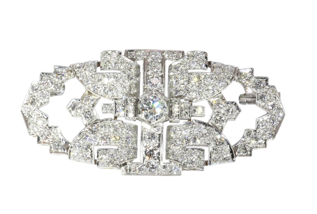 没有保留价 - 胸针 白金 - 钻石 - 鸡尾酒，1950年代复古 #2.1