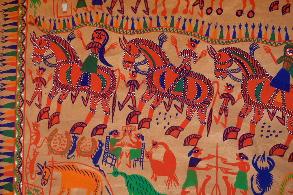Pithora - Large Pithora Painting on canvas, Rithwa rtribe from Gujarat/India #4.3
