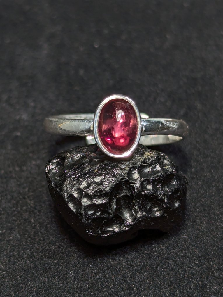 Δαχτυλίδι από ασήμι 925 με φυσική τουρμαλίνη από ρουμπέλιτη, από τη Βραζιλία - Δαχτυλίδι #1.0