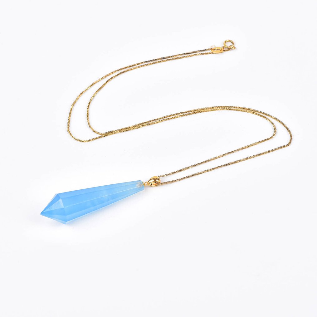 χωρίς τιμή ασφαλείας - Κολιέ με μενταγιόν - 18 καράτια Κίτρινο χρυσό Ακουαμαρίνης - ALGT Πιστοποιημένο #1.0