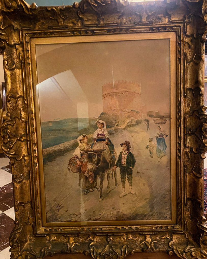 Filippo Indoni (1842-1908) - Contadini a passeggio con l’asino #1.0