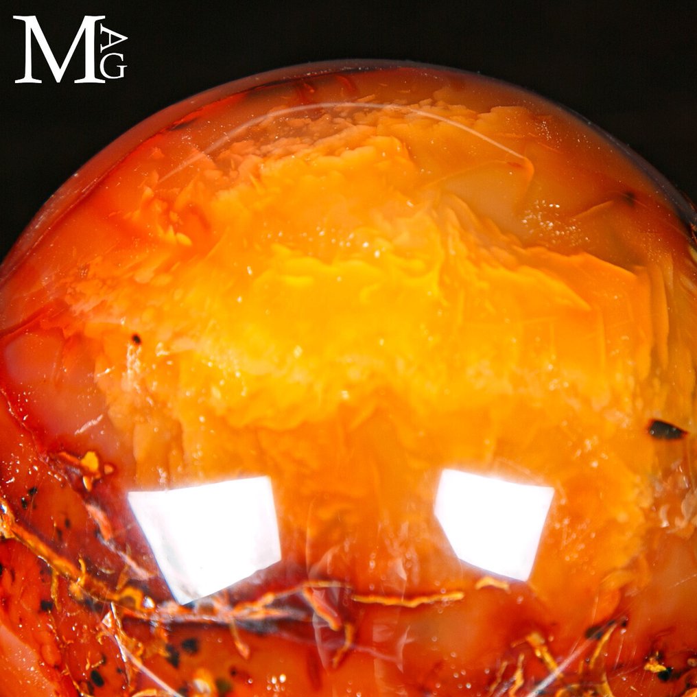 Nice Carnelian Sphere First Choice - Natural Deep Color - Carnelian - - Altezza: 92 mm - Larghezza: 92 mm- 1111 g #3.2