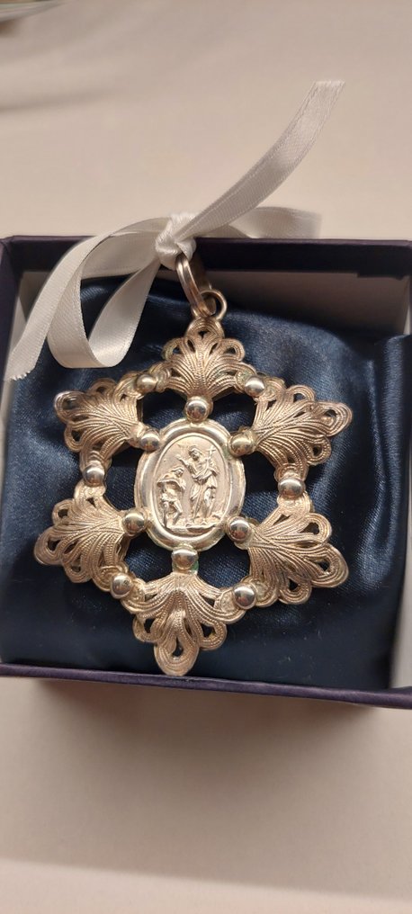 Oggetti religiosi e spirituali - Antico - .800 argento - 1800-1850 - Medaglione da culla in fi #4.3