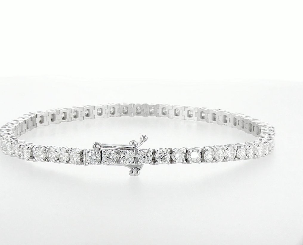 手鈪 - 14 克拉 白金 - 5.80ct. tw. 鉆石 (天然) #1.0