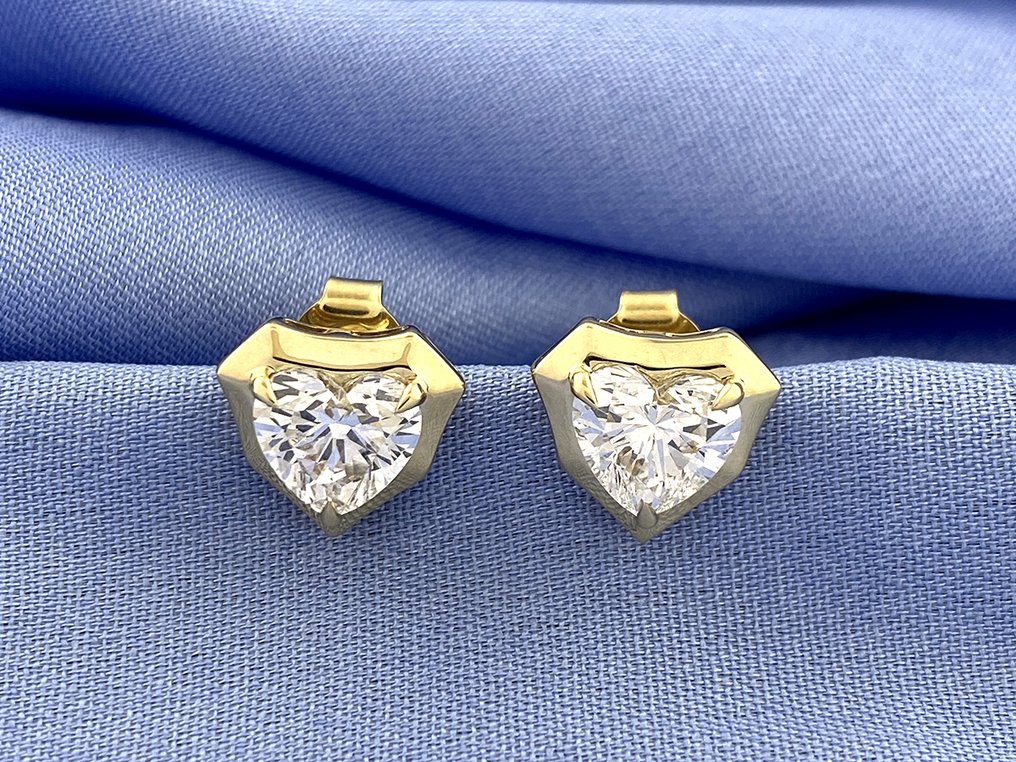 耳环 - 14K包金 黄金 - 2.14ct. tw. 钻石 (实验室培育) #1.0