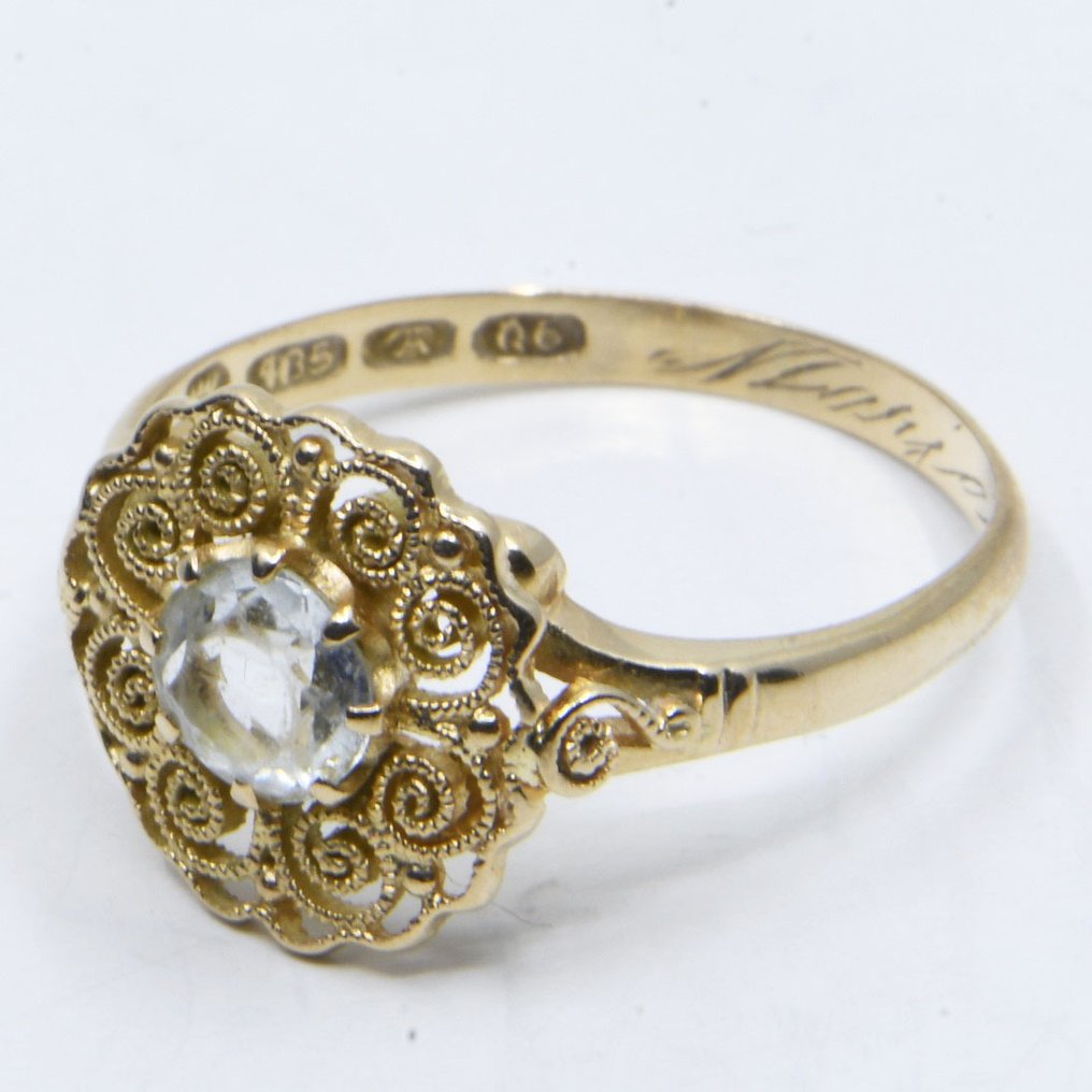 Bague - 18 carats Or jaune - 0.37ct. tw. Aigue-marine #1.0