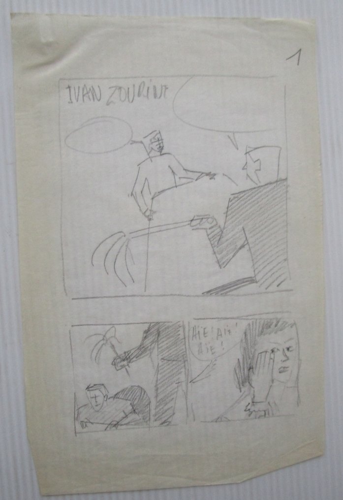 Stoquart, Jacques (Lemasque) - 14 Original preliminary page - Ivan Zoerin, / Ivan Zourine - Sa première fugue / Leve de Vrijheid - 14 pagina's schets - 1974 #1.0