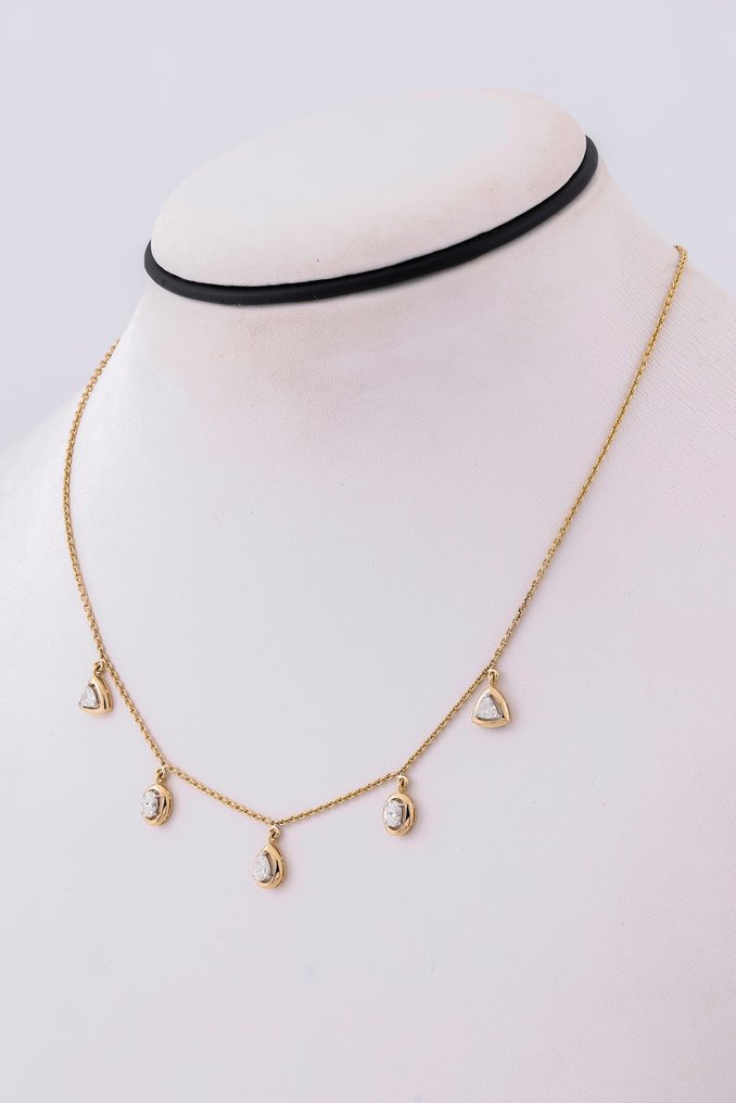 Κολιέ - 18 καράτια Κίτρινο χρυσό, Επενδυμένο με ρουθήνιο -  0.84ct. tw. Διαμάντι (Φυσικό) #2.1