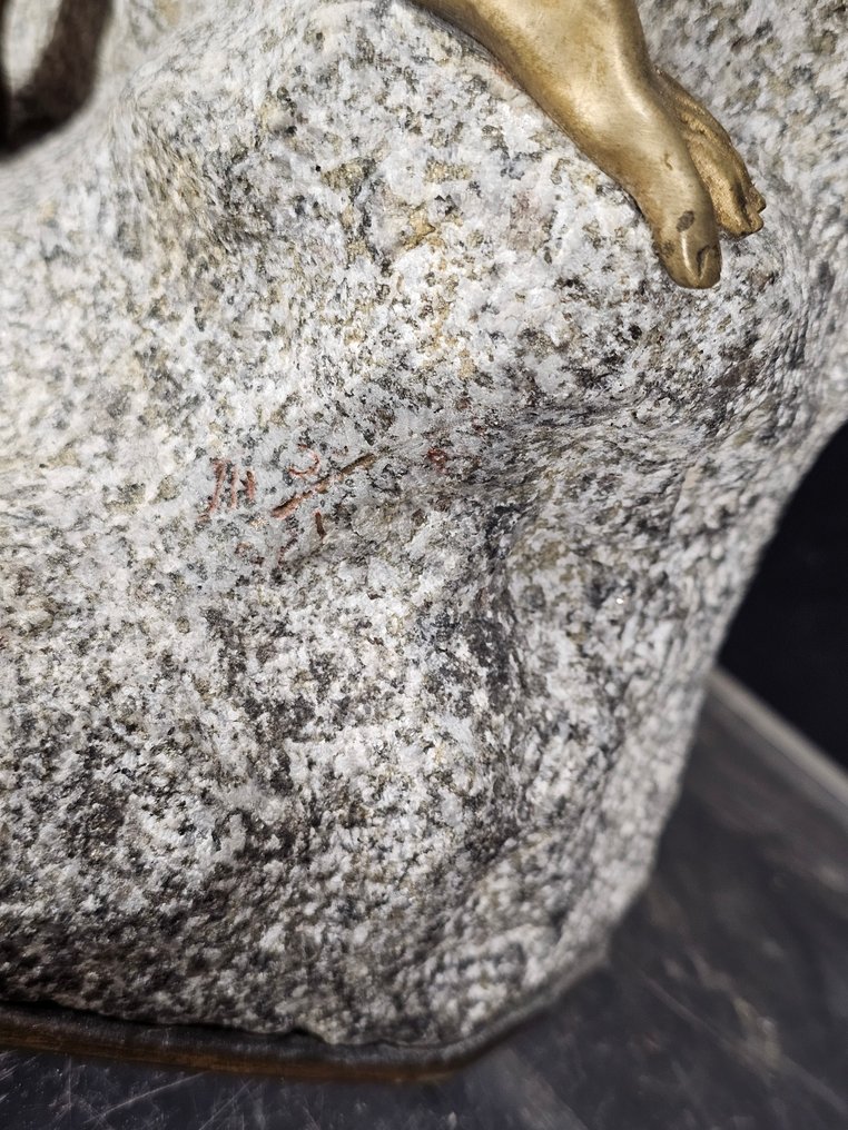 Théophile François Somme (1871-1952) - Γλυπτό, the eagle hunt - 59 cm - Μπρούντζος, Πέτρα #3.2