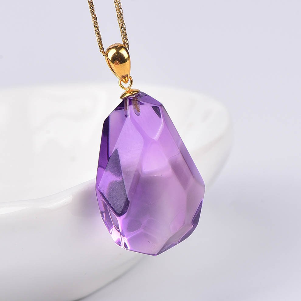 Sans prix de réserve - Collier avec pendentif - 18 carats Or jaune Améthyste - ALGT certifié #1.0