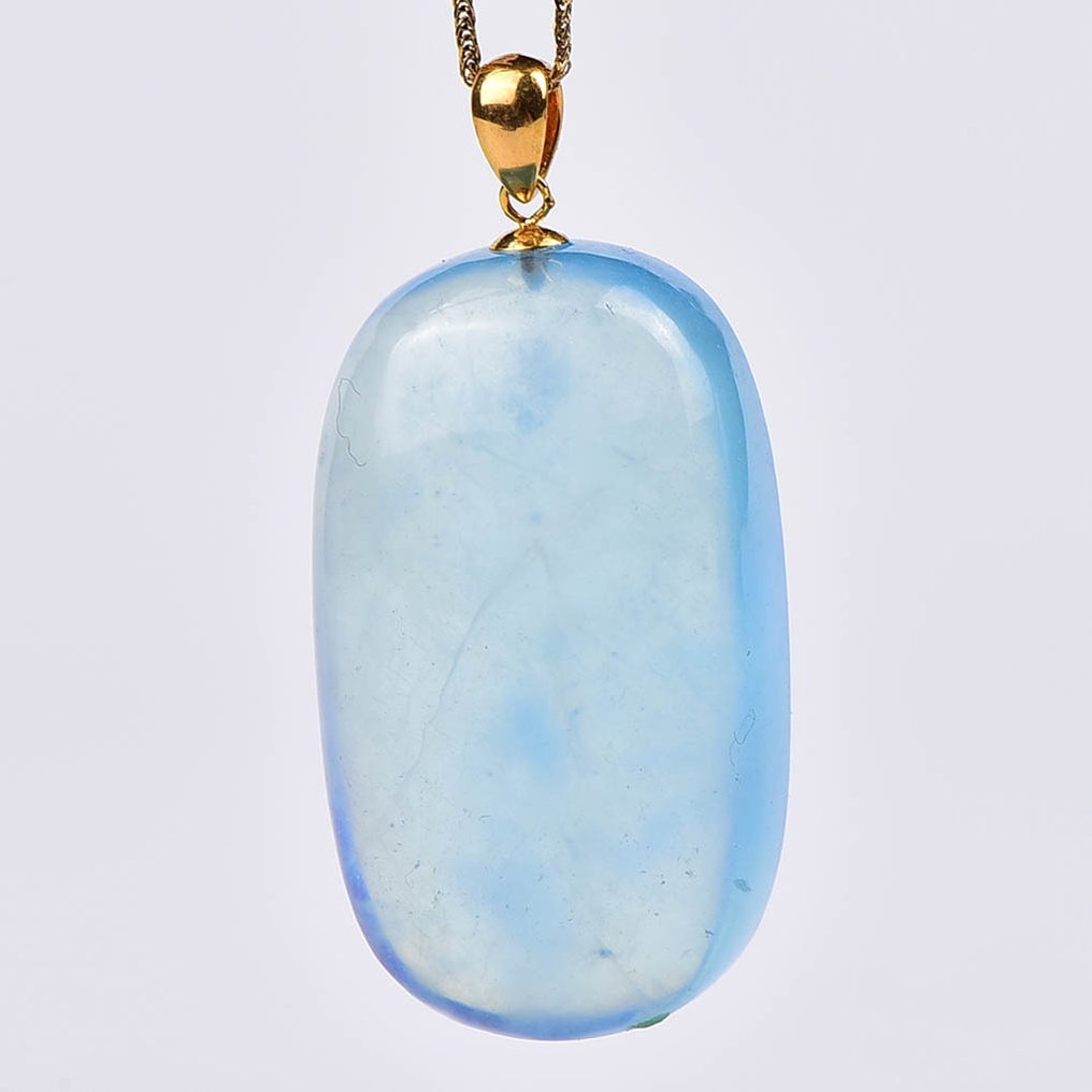 沒有保留價 - 吊墜頸鏈 - 18 克拉 黃金 海藍寶石 - ALGT 认证 #3.2