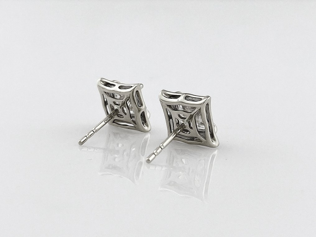 耳環 - 14 克拉 白金 - 2.15ct. tw. 鉆石 (實驗室培育) #4.3