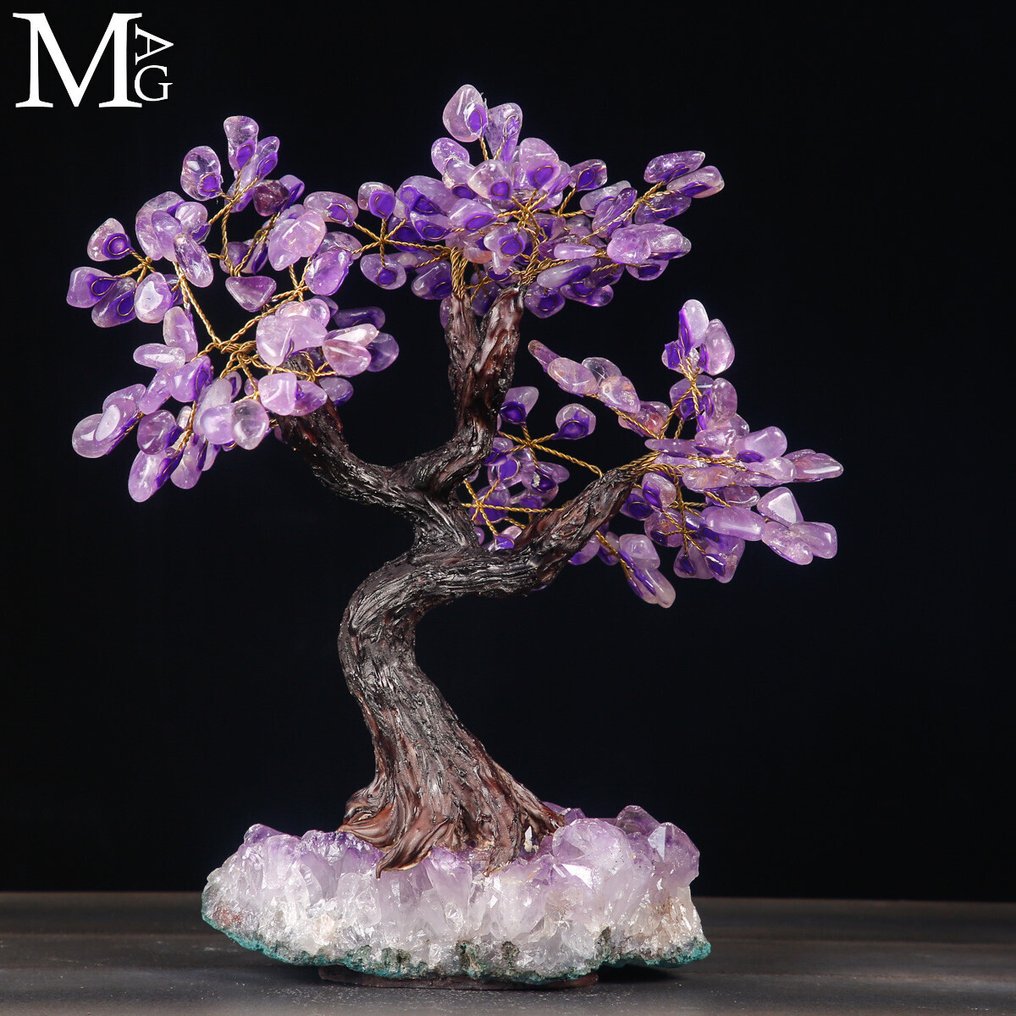 ametiszt drágakő „Élet fája” természetes ametiszt kristály alapján - Magasság: 370 mm - Szélesség: 295 mm- 3505 g #4.3