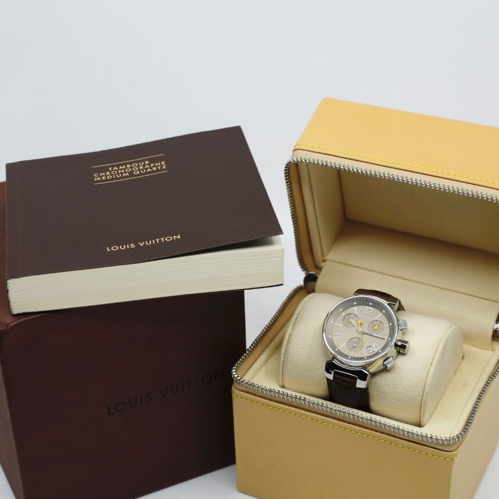 Louis Vuitton - Lady Tambour Chronograph Brown Dial & Yellow Hands with Salmon Color Leather Strap - Q1322 - 女士 - 2010-2020年 #1.0