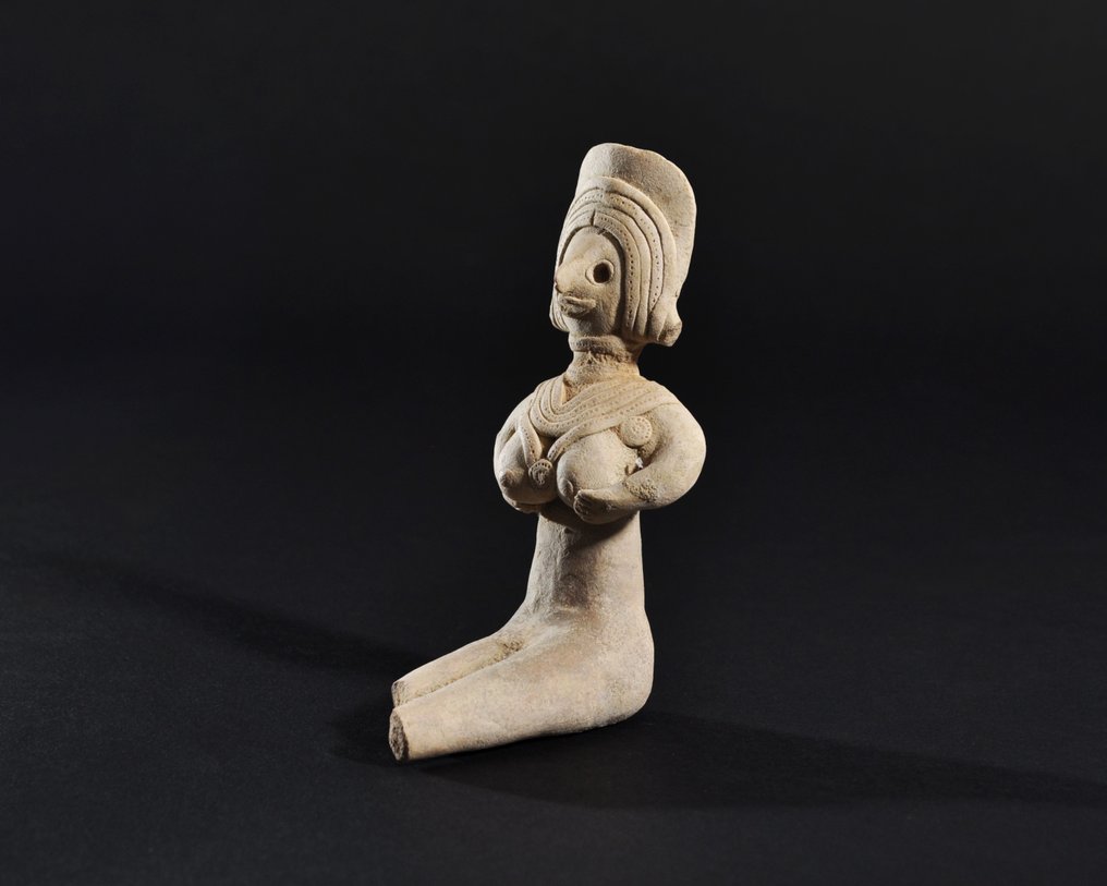 Vale do Indus Terracota Figurina feminina sentada com teste TL - 10.2 cm #4.3