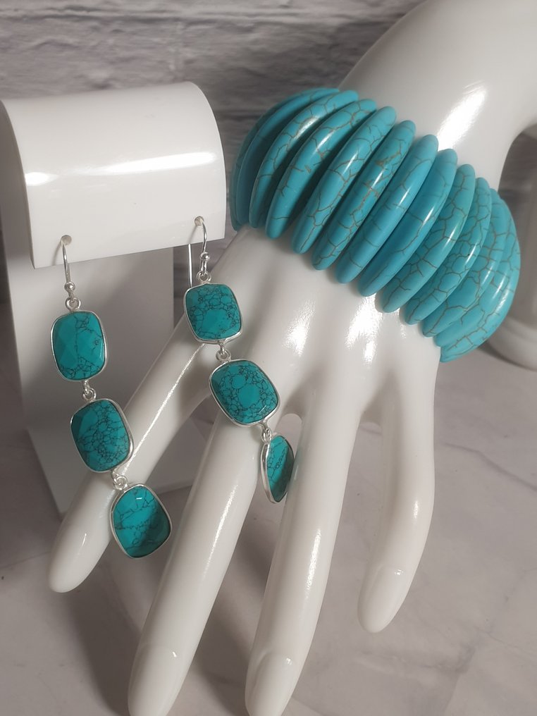 Argento, Turchese, Turchese Howlite - Parure di gioielli da 2 pezzi #2.1
