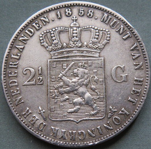 Holland. Willem III. 2 1/2 Gulden 1858  (Ingen mindstepris) #1.0