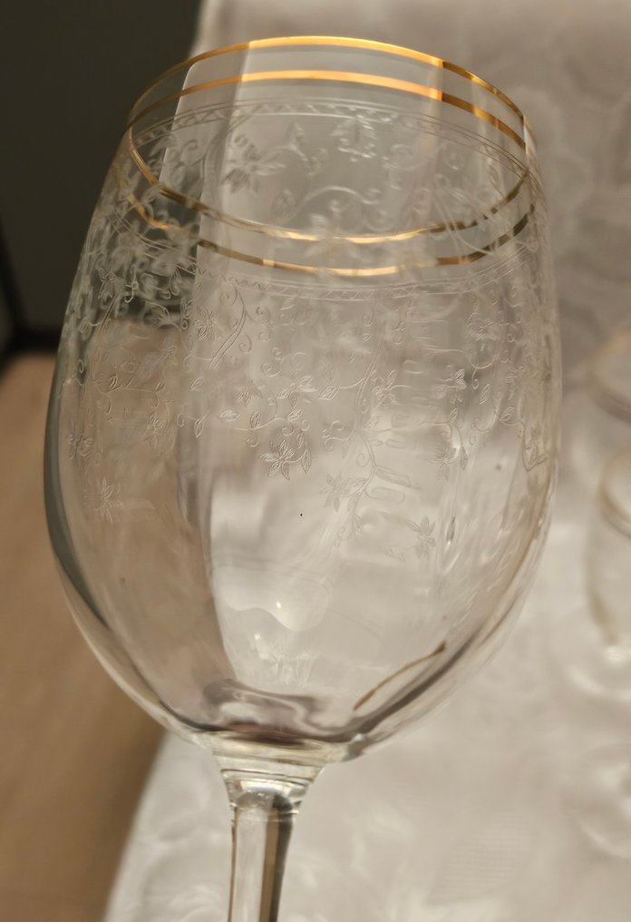Wine glass (6) - Rock crystal - Greatly engraved #3.2