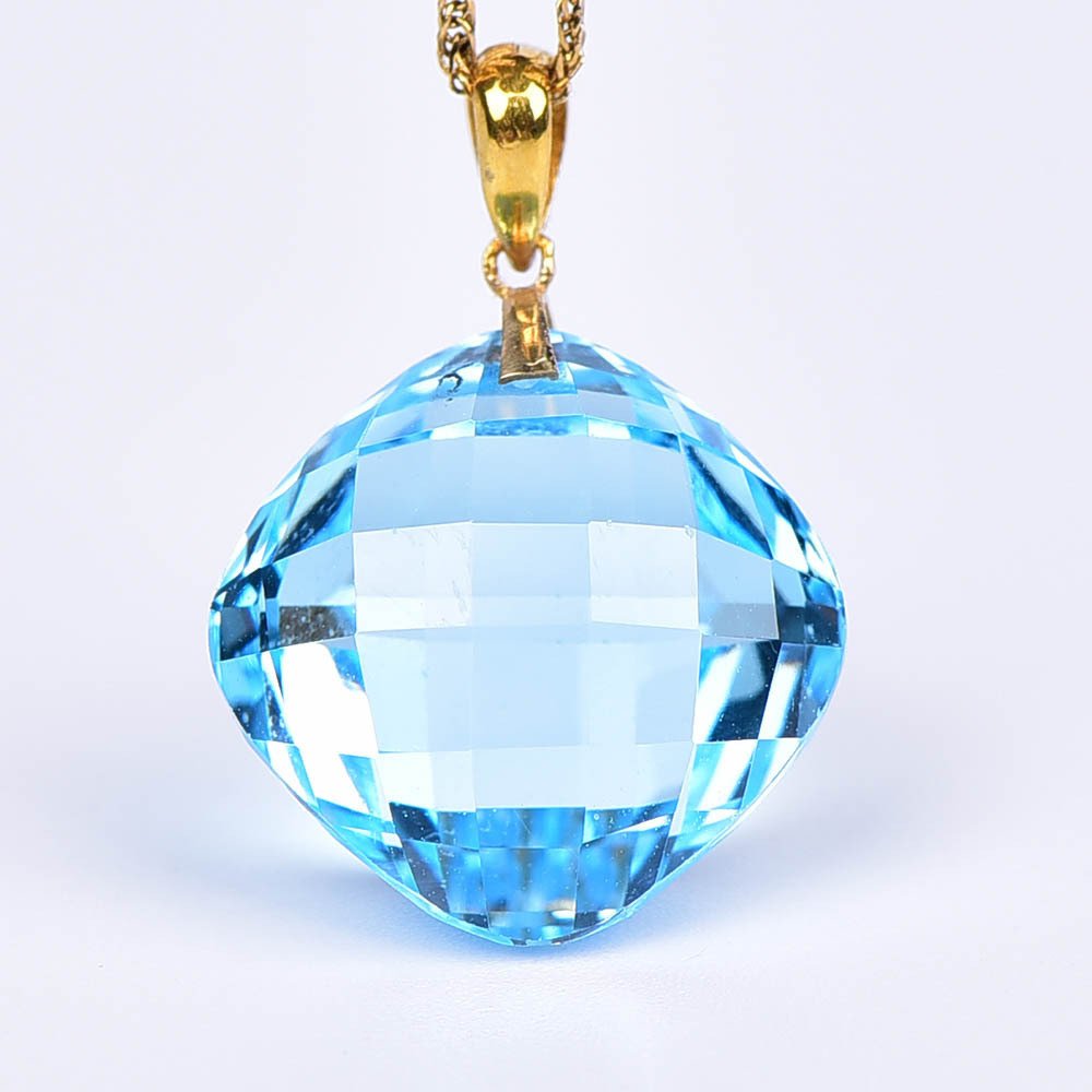 Sans prix de réserve - Collier avec pendentif - 18 carats Or jaune Topaze - ALGT certifié #1.0