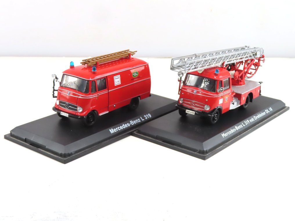 Schuco 0轨, 1:43 - 02803/02807 - 模型火车车辆 (2) - 2辆梅赛德斯-奔驰L319消防车。 #1.0