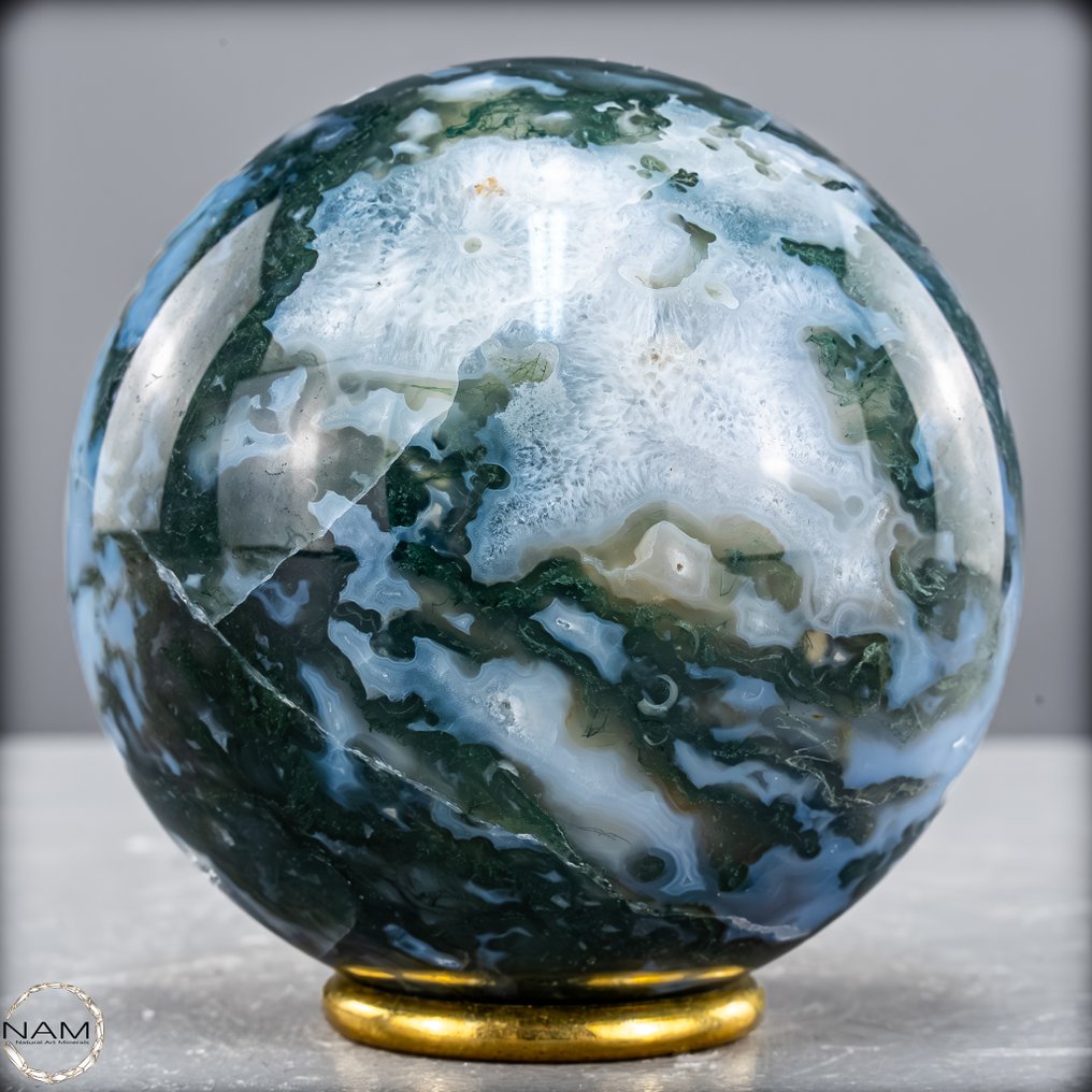 Top quality natural very artistic moss agate Sphere- 980.64 g #1.0