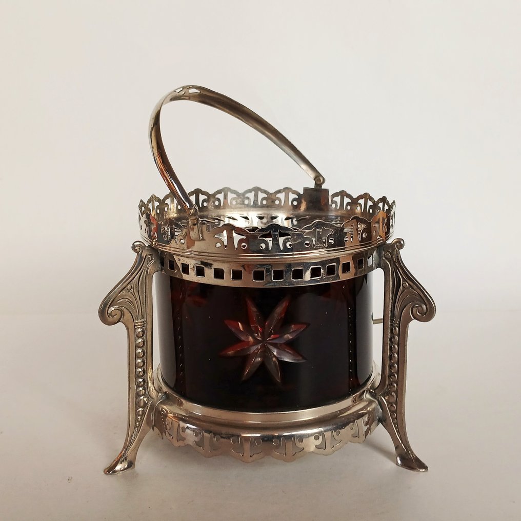 Teamécses-tartó - Fém, üveg - Art Deco #1.0