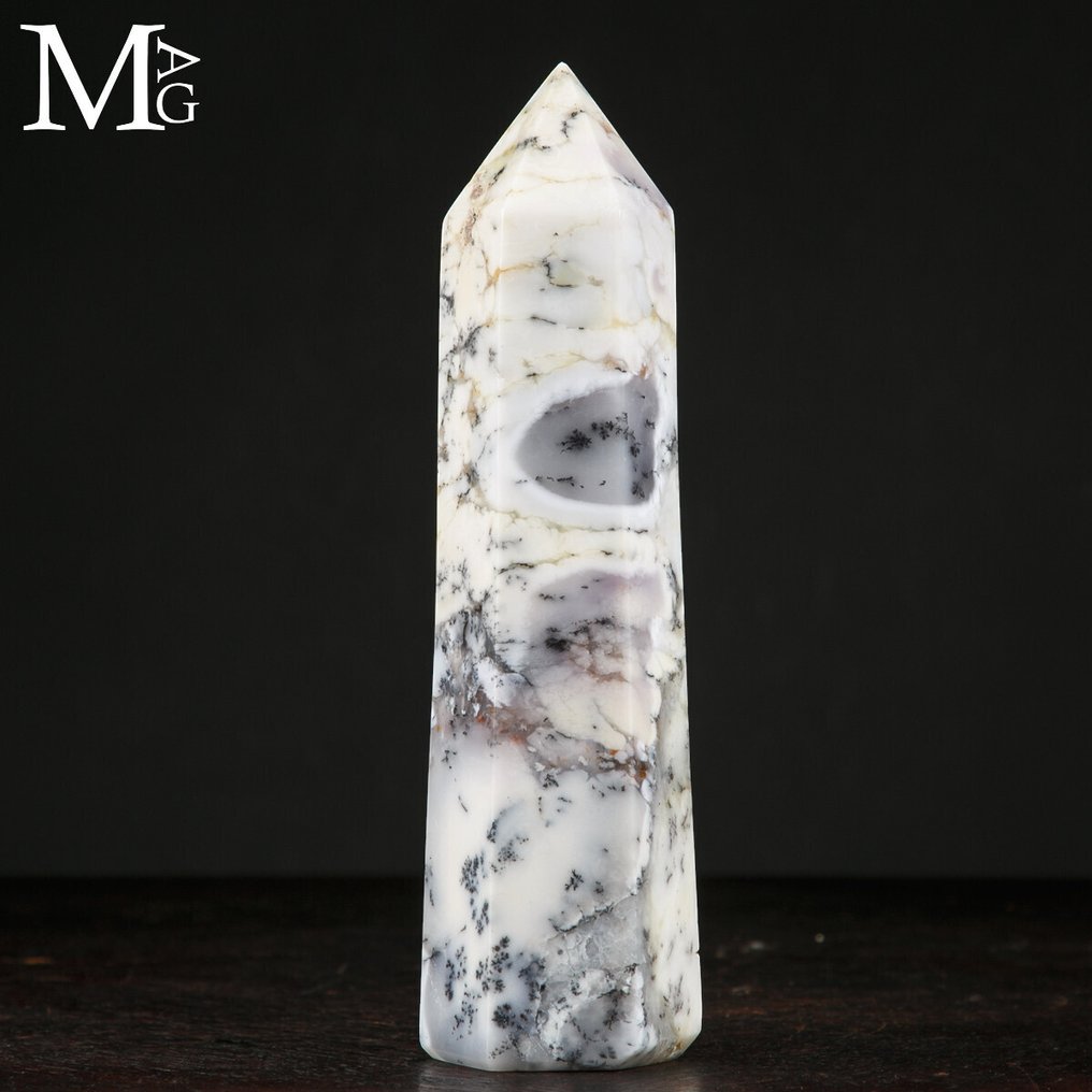 Aragonitindeslutninger - First Choice Mineral Dendritisk agat obelisk - Højde: 208 mm - Bredde: 58 mm- 858 g #3.2