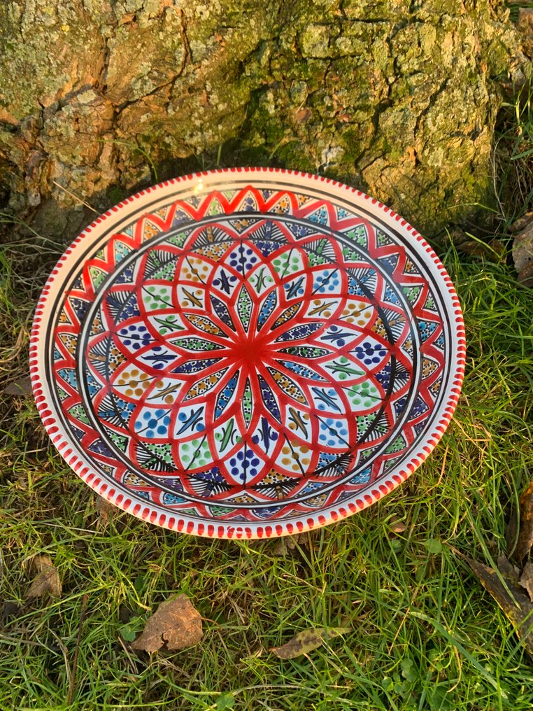 Bol - geometrikus dísztál - Cserép - Dar Jaziri - Sidi Bou Saïd - Kerámia - Tunézia - Late 20th century #4.3