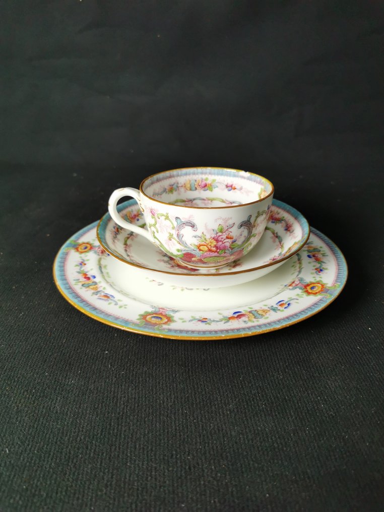 Cauldon England - Fiori e dorato - Tazza da tè con piattino - Kopp och fat (3) - Porslin #3.2