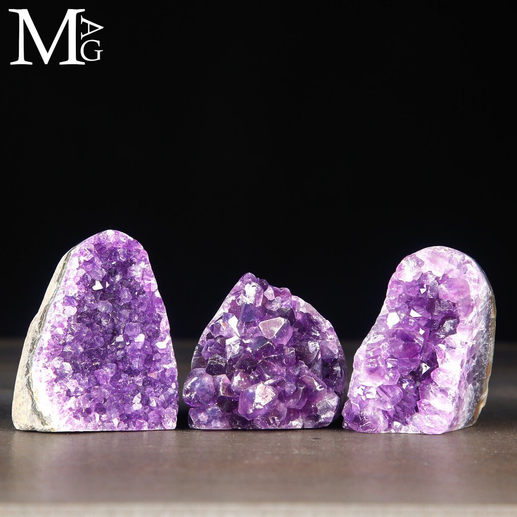 紫水晶簇套装 - 天然深紫色 - 秘鲁 - 高度: 66 mm - 宽度: 55 mm- 594 g #1.0