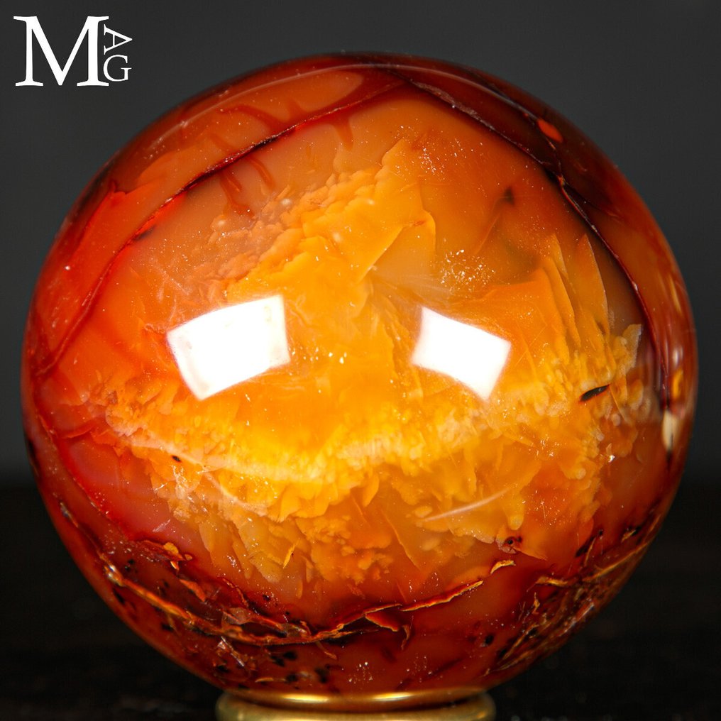 Nice Carnelian Sphere First Choice - Natural Deep Color - Carnelian - - Altezza: 92 mm - Larghezza: 92 mm- 1111 g #2.1