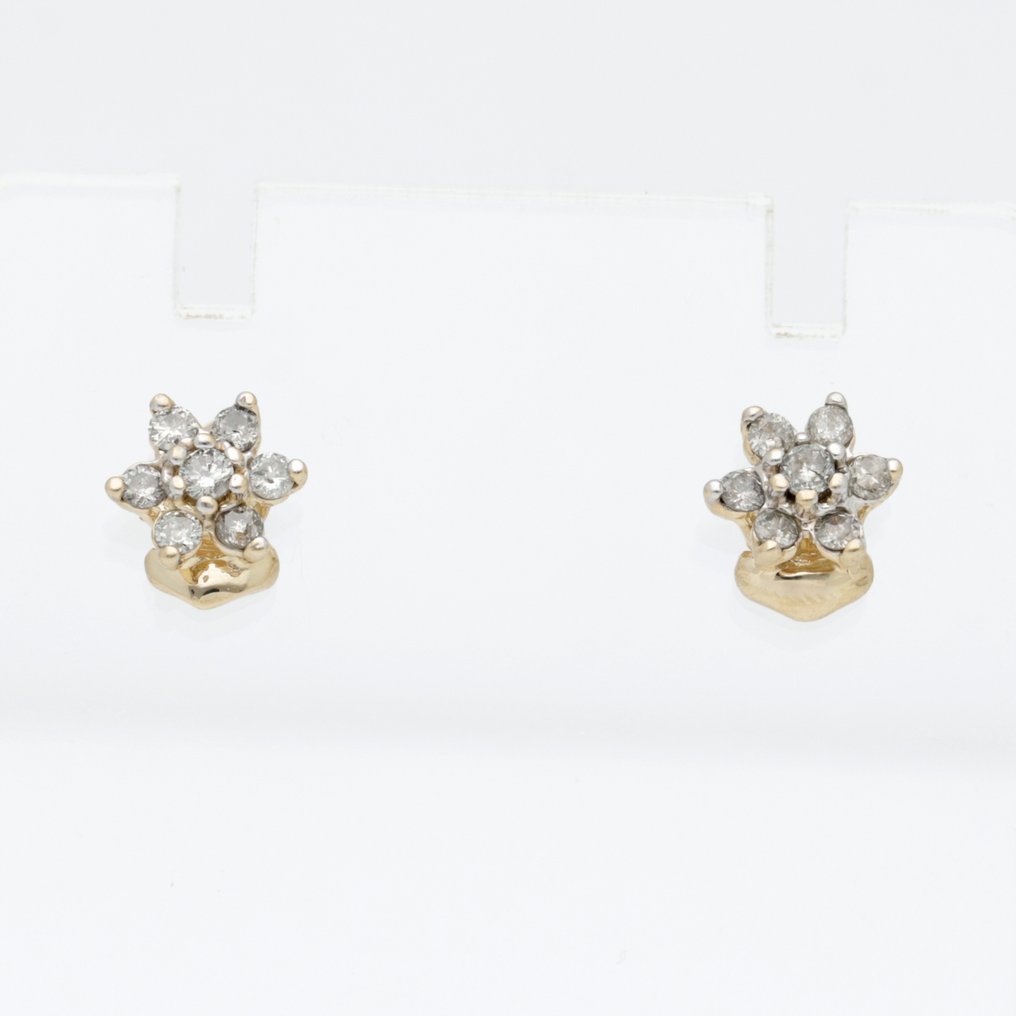 没有保留价 - 耳环 - 14K包金 黄金 钻石 (天然) #1.0