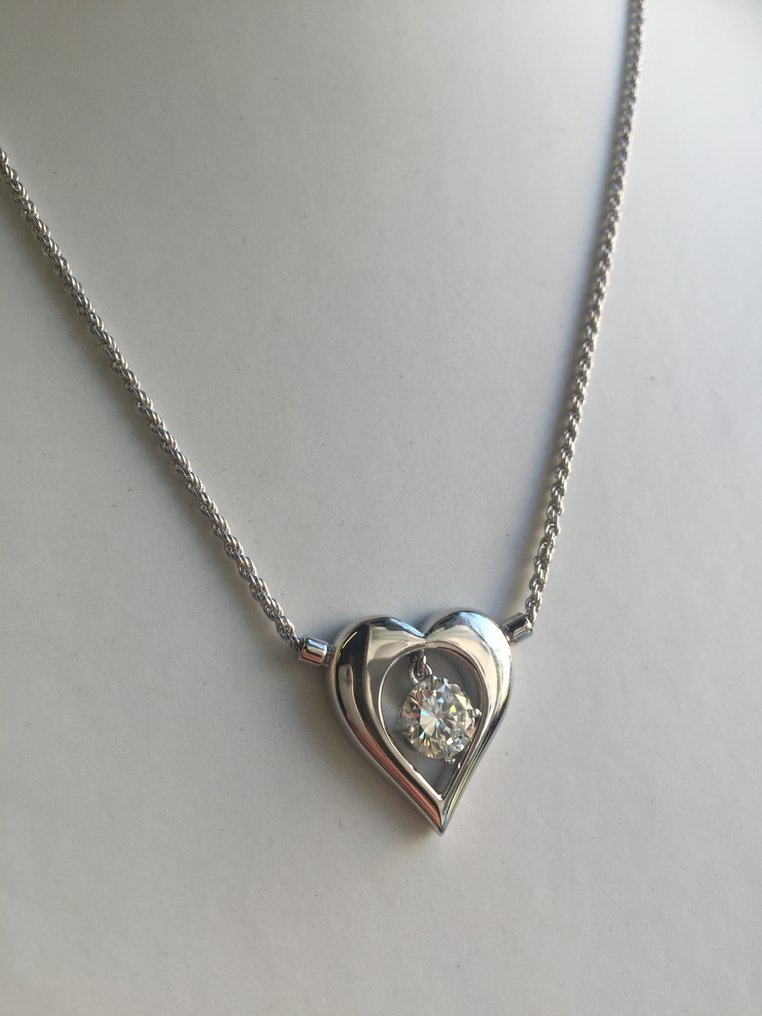 Κολιέ με μενταγιόν - 18 καράτια Λευκός χρυσός - 1.22ct. tw. Διαμάντι (Φυσικό) #2.1