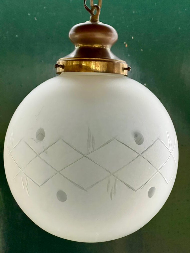 吸顶灯 - 磨砂玻璃和铜 - 艺术装饰天花灯 #2.1