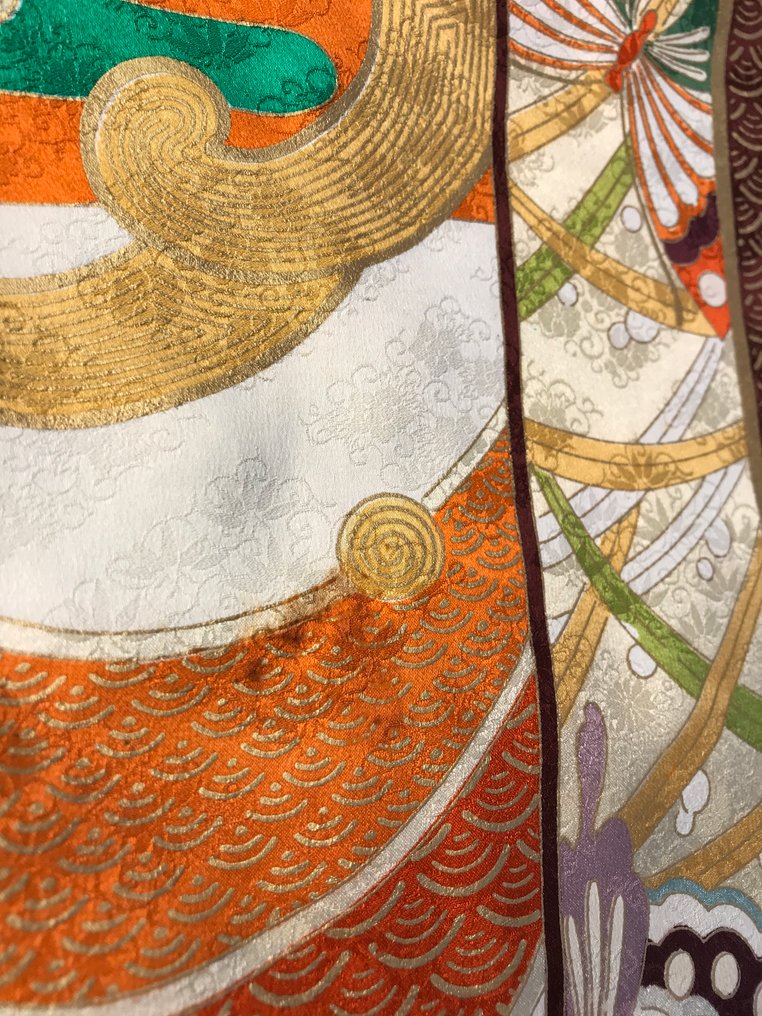 Πολυτελές φόρεμα φούστας με μοτίβα από εντυπωσιακό σμαραγδί πράσινο κιμονό – Παραδοσιακά ιαπωνικά - Μετάξι - Ιαπωνία - 2000- #4.3