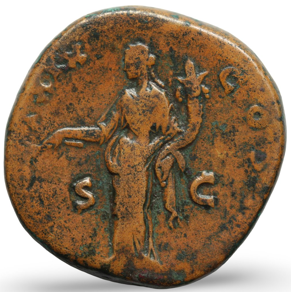 Ρωμαϊκή Αυτοκρατορία. Antoninus Pius (AD 138-161). Sestertius 155/6 AD TR POT XIX COS IIII 29.61 g (χωρίς τιμή ασφαλείας) #1.0