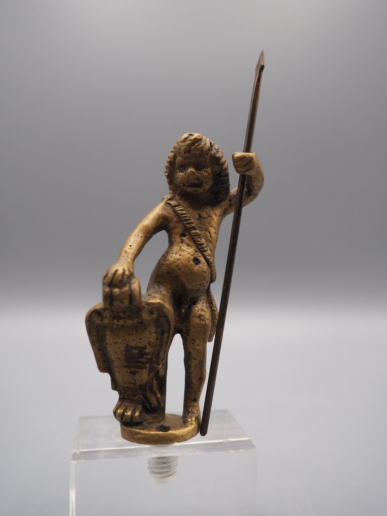 Statue, A small bronze Kunstkammer figure of a warrior child, Northern Europe, 17th century - 11 cm - Bronze #1.0
