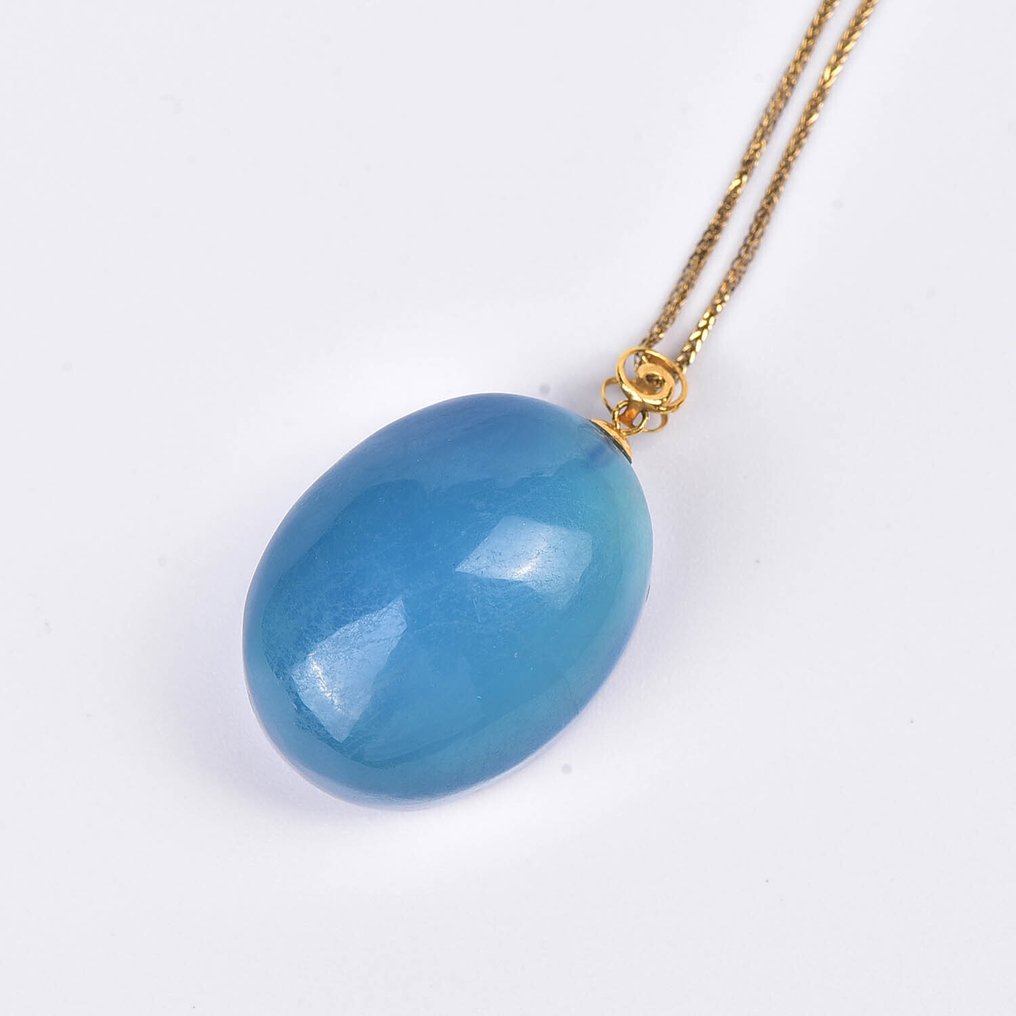 Sem preço de reserva - Colar com pingente - 18 K Ouro amarelo Água-marinha - Certificada pela ALGT #3.2