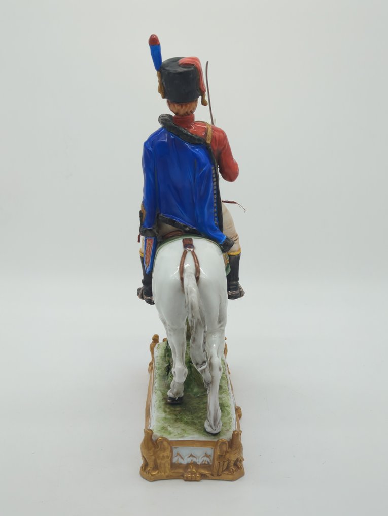 Tiche - Figure - Porzellanfigur - Husar zu Pferd mit gezogenem Säbel „Hussard 1808“ - Porcelaine #4.3