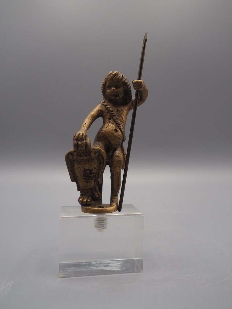 Statue, A small bronze Kunstkammer figure of a warrior child, Northern Europe, 17th century - 11 cm - Bronze #2.1