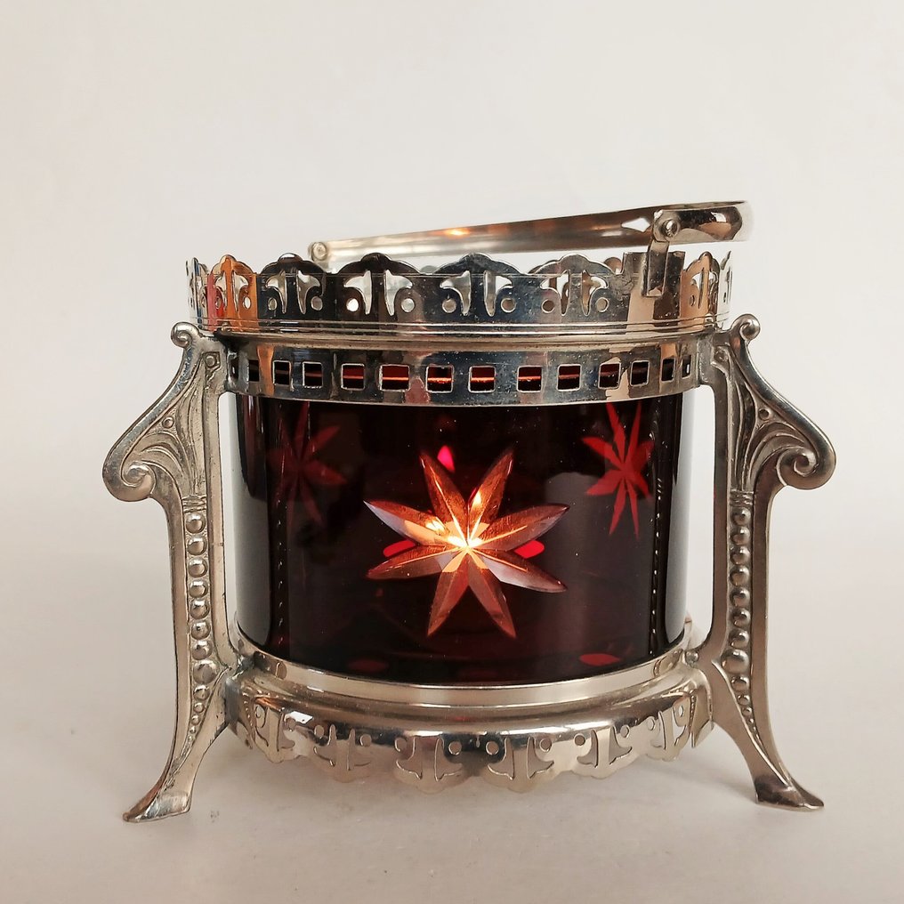 Teamécses-tartó - Fém, üveg - Art Deco #1.0