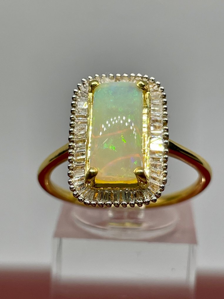 Zonder minimumprijs - Ring Zilver - 2.09ct. tw. Opaal - Diamant #1.0