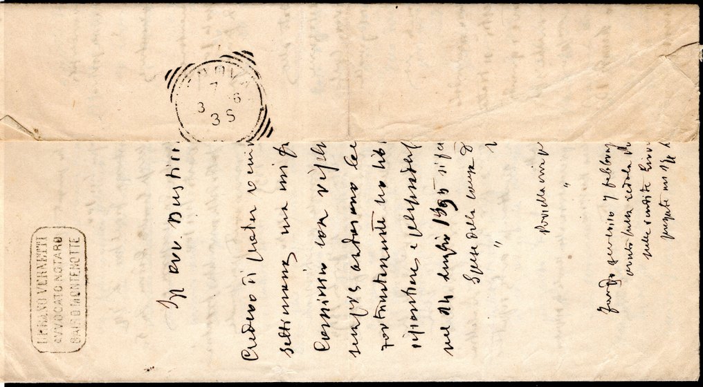 Królestwo Włoskie 1889/1891 - Polecona opłacona z wartością 5 centów zielonych + 60 centów fioletowych, wysłana z Cairo - Sassone n. 47+59 #1.0