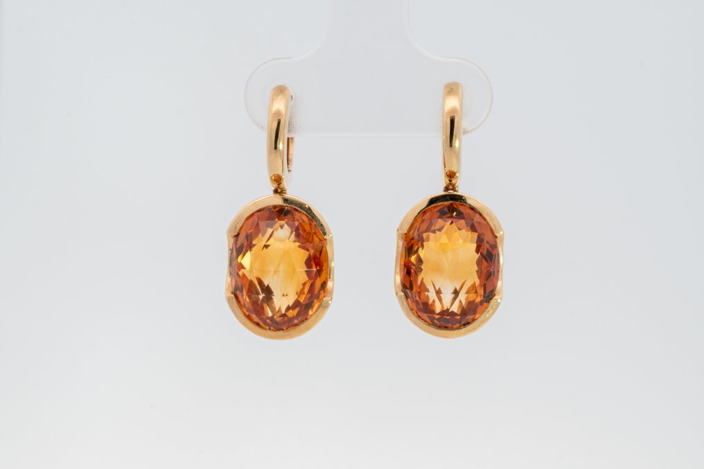 Øredobber - 18 karat Gull Citrin #1.0
