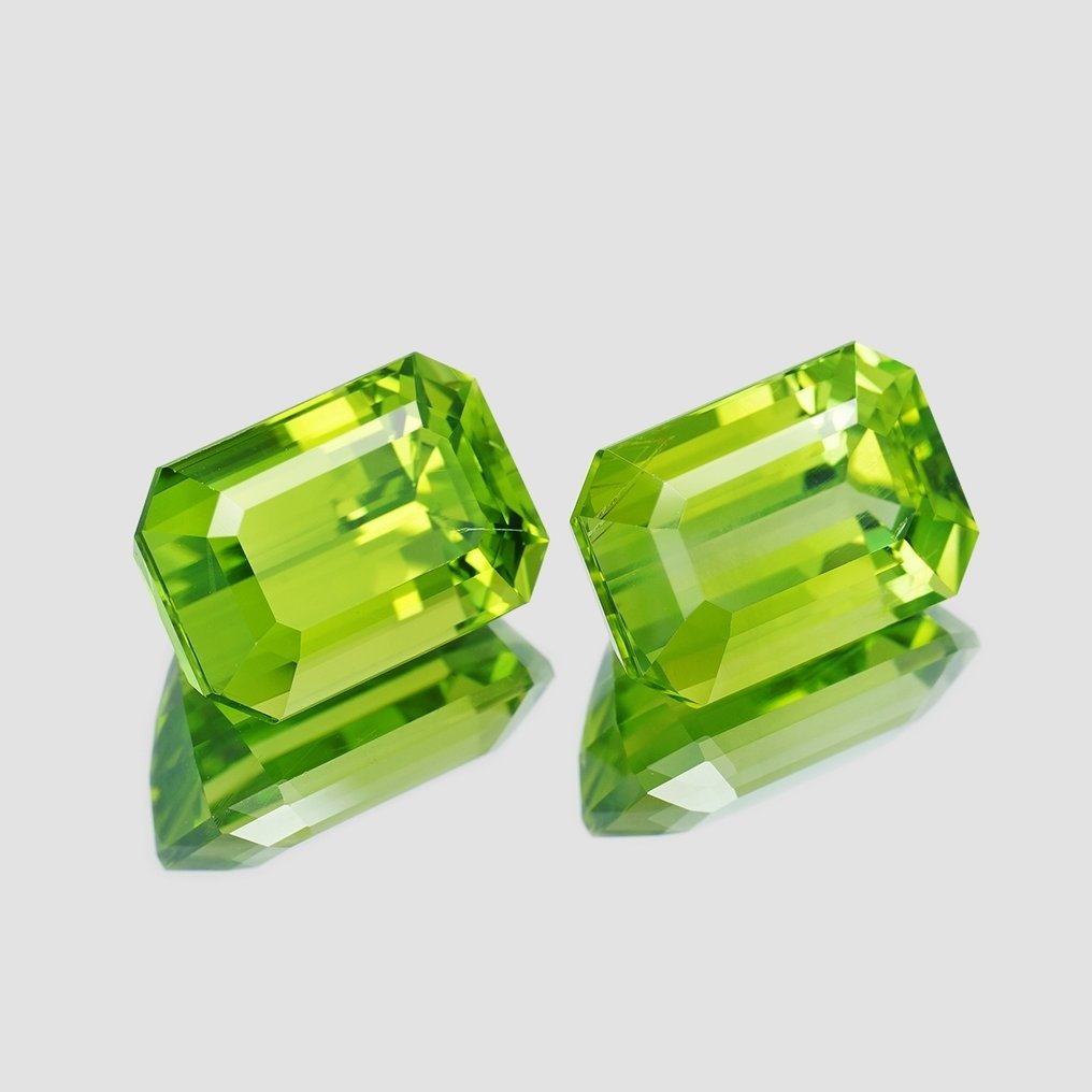 2 pcs  绿色 橄榄石  - 16.06 ct - 国际有色宝石协会（ICA GemLab） - 缅甸-一对 #1.0