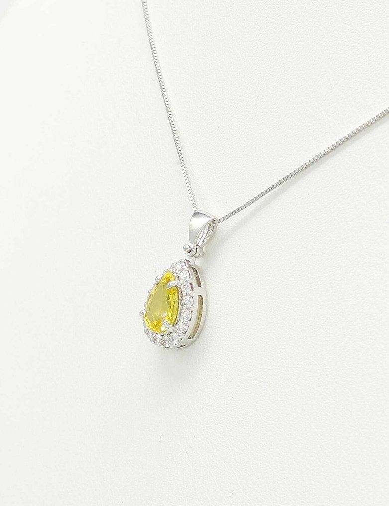 Sem preço de reserva - Colar - 14 K Ouro branco Safira - Diamante #1.0