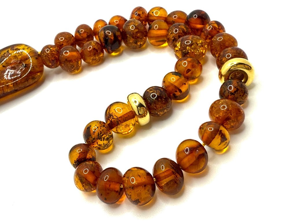 Tesbih de âmbar báltico natural, misbaha, terço de oração com certificado de autenticidade - Âmbar  (Sem preço de reserva) #1.0