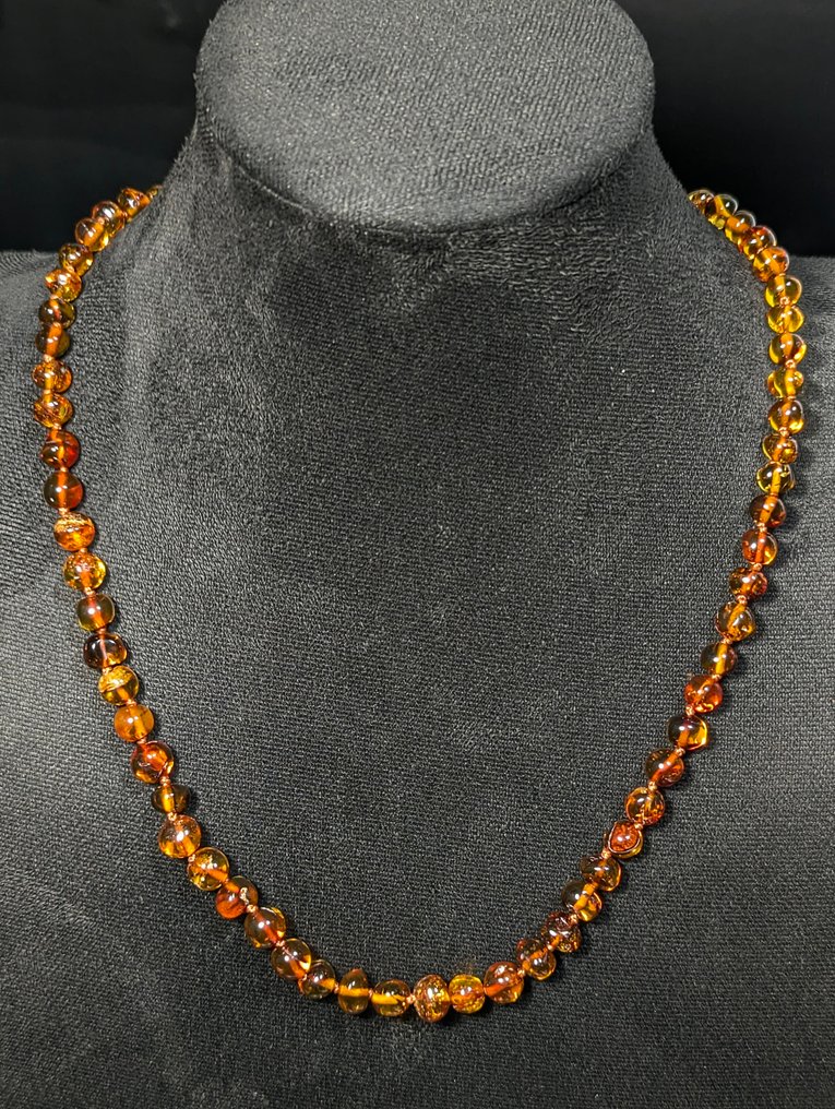 来自瑞典的天然干邑色波罗的海琥珀美丽项链。 - 项链 #1.0