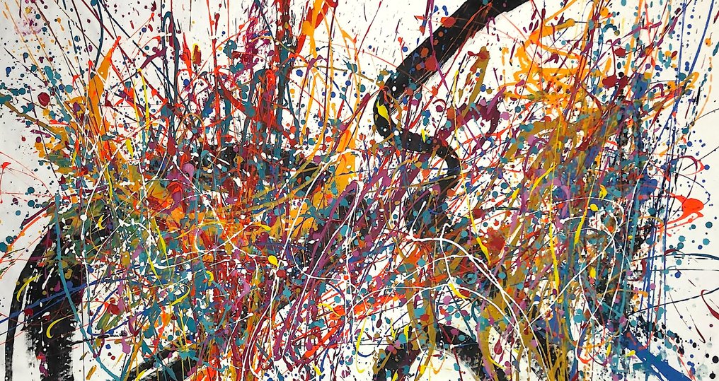 Dam Domido - Farandole of colors ( with dripping ) 184 x 95 cm - No reserve price #3.2