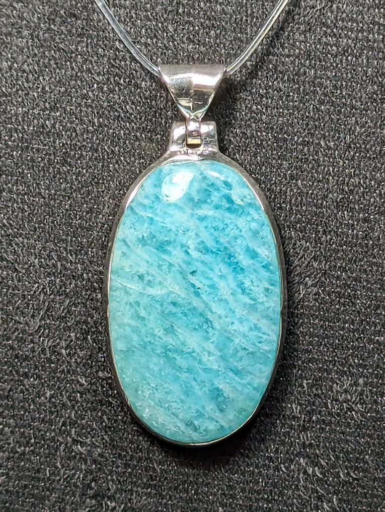 Εντυπωδιακό ασημένιο μενταγιόν 925, εξοπλισμένο με φυσική Αμαζονίτη από τη Βραζιλία. - Κρεμαστό κόσμημα #1.0